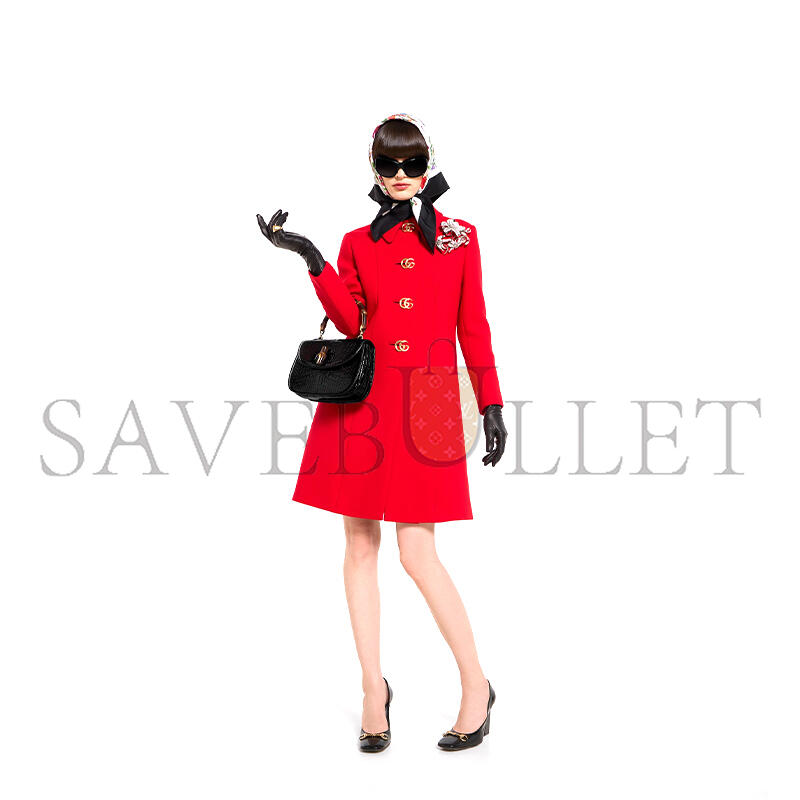 GUCCI WOOL NATTÉ COAT WITH DOUBLE G BUTTON 860471